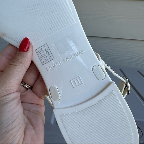 Stuart Weitzman Mellie Jelly Sandals Bow Detail Cream White Size 11 Women’s - Picture 9 of 9